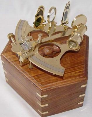Nautical sextant with wooden box