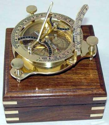 Sundial compass with rosewood box