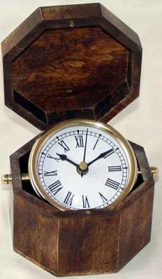 table clock with wooden box