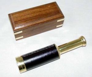 Nautical Brass Telescope With Wooden Box