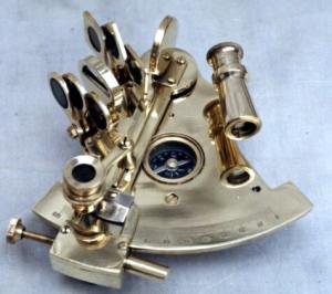 Nautical Brass Sextant With Compass