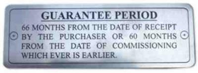 Guarntee period plate