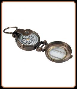 Solid Brass Air-Damped Engineering Lensatic Brass Compass With Handmade Leather Case