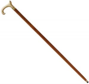 Vintage Wooden Walking Stick With Floral Decorated Handle