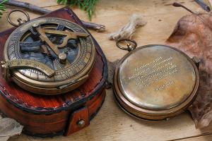 Push Button Sundial Compass With Custom Engraving