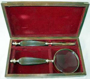 Antique Decorative Magnifier With Wooden Box