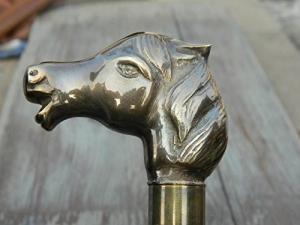 Walking Stick With Brass Horse Head Indian Rosewood Wooden Stick