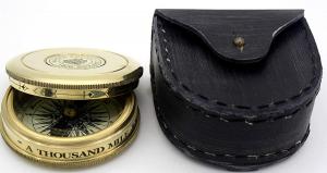 Robert Frost Poem Engraved Compass With Leather Case